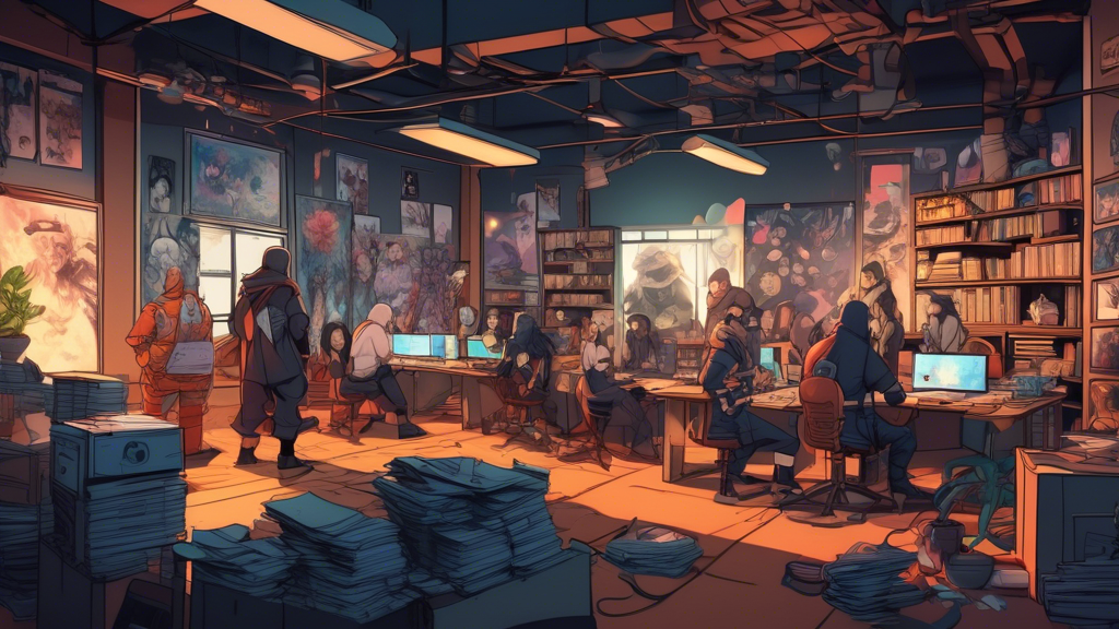 An exciting scene illustrating the successful outcomes of the Sei Creator Fund Round 2, showcasing diverse creative professionals like artists, filmmakers, and writers collaborating in a modern, vibra